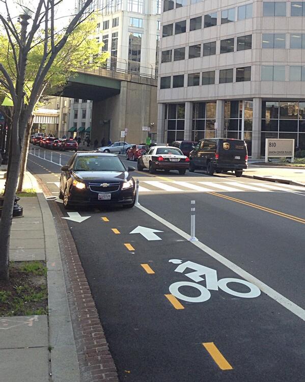 car in bike lane